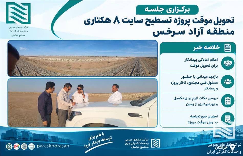 برگزاری جلسه تحویل موقت پروژه تسطیح سایت ۸ هکتاری منطقه آزاد سرخس